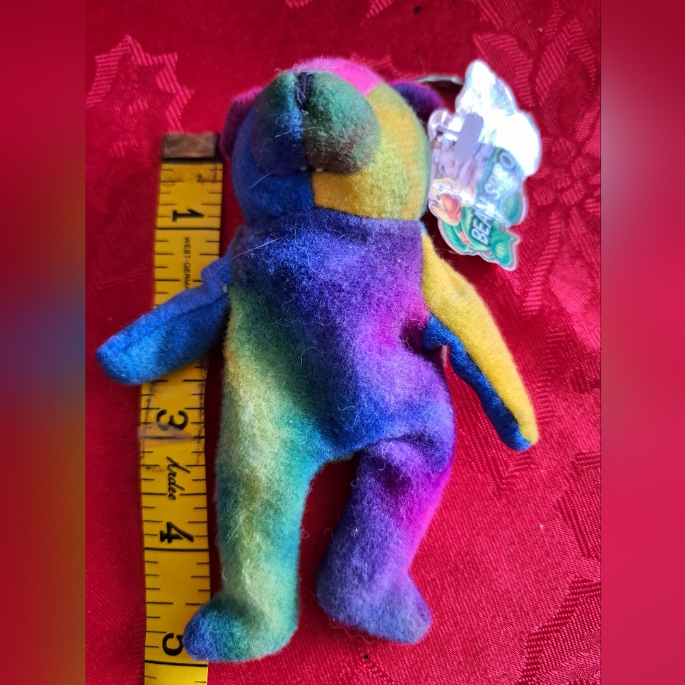 Vintage Bean Sprouts Colorful Tie-Dye Plush Keychain.